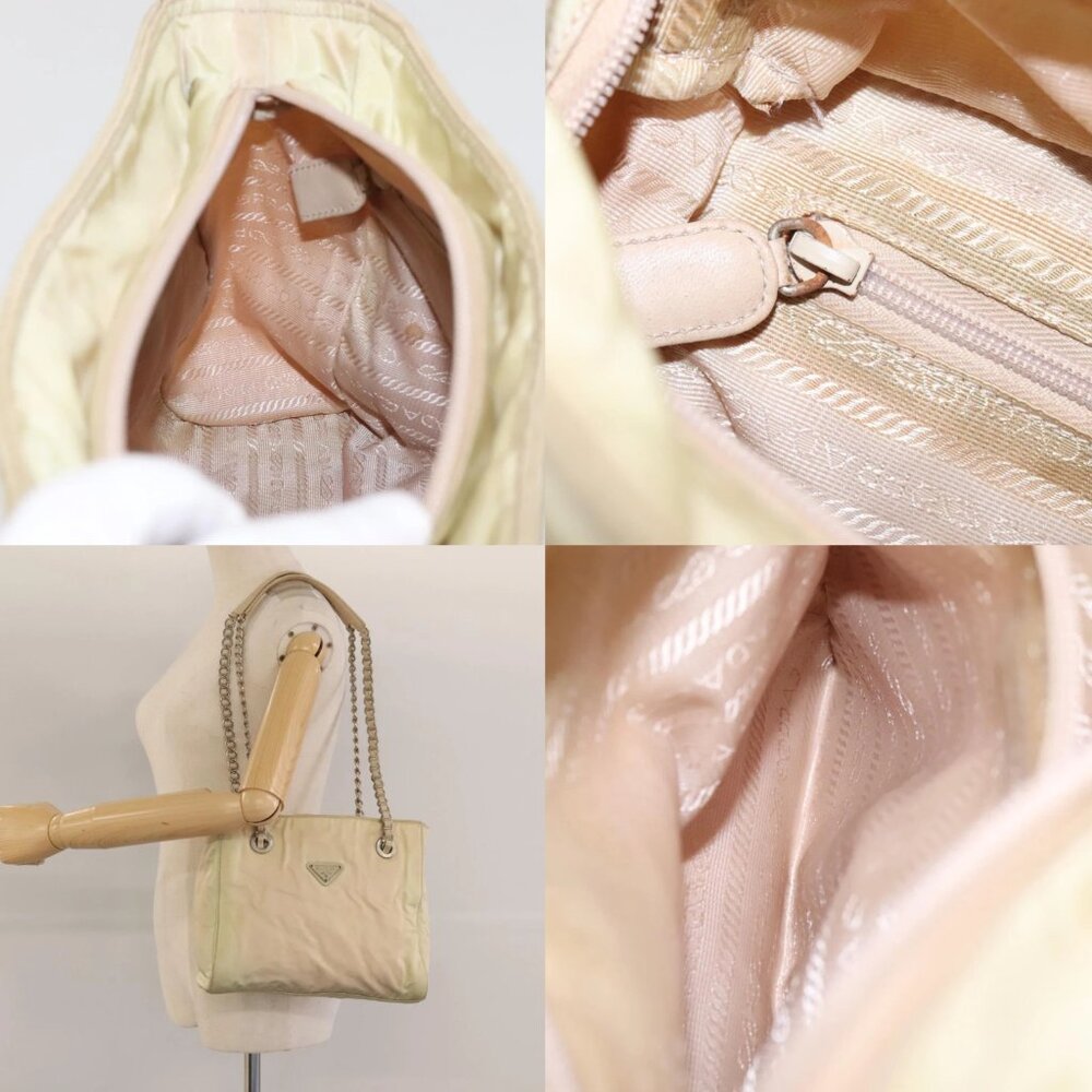 PRADA Chain Shoulder Bag Nylon Beige Auth BD1635 - Picture 12 of 14